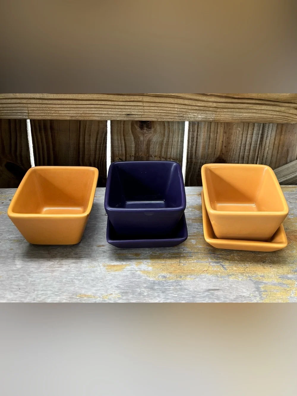 Set of 5 Simple Additions by Pampered Chef Square Condiment Bowls & Saucers